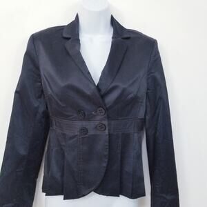 People Like Frank Pleated Black Blazer/Jacket